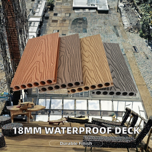 Contemporary Design 18mm Thick Eco-Friendly Waterproof Wear-Resistant WPC Flooring <b>Brushed</b> Finish Made Teak Exterior Basement - Product Image 2