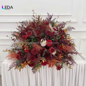 Arreglo Floral para Boda LEDA, Ramo de Rosas de Seda Color Borgoña, Flores Artificiales Rojas - Product Image 2