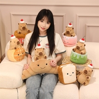 Nouveau jouet en peluche super doux Capybara avec rembourrage en coton PP, design mignon de pain et de gâteau, décoration de fête d'anniversaire pour enfants, cadeau
