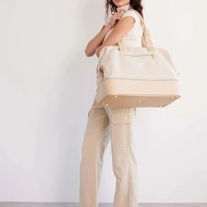 Compartment with <b>Bag</b> Duffle Overnight Weekend Tote Gym Sports Travel Canvas <b>Waterproof</b> PU Unisex Free Sample - Product Image 1