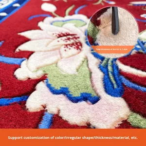 Alfombra gruesa de lana tibetana de estilo étnico denso Highland, antideslizante, 10mm de espesor, sofá para sala de estar y alfombrilla para mesa de café, par - Product Image 2
