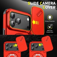 Coque de protection militaire pour iPhone 17 Air 18 Pro Max avec protection d'objectif, support magnétique et fixation voiture, rouge