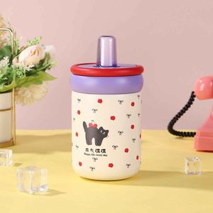 Vaso Infantil con Diseño de Gato de Dibujos Animados, con Pajita, Antiderrames, de Plástico, para Niños, Uso Doméstico - Product Image 6
