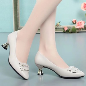 Zapatos de tacón medio con cordones para mujer, de PU suave, negros, con aumento de altura, estilo <span class=keywords><strong>copa</strong></span> de vino, boca poco profunda, novedad <span class=keywords><strong>2023</strong></span> - Product Image 3