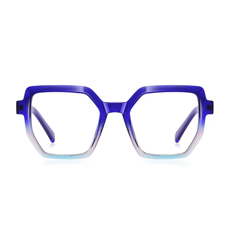 Kacamata pelangi lensa penghalang cahaya biru, kacamata optik bingkai komputer TR90 CP poligon miopia