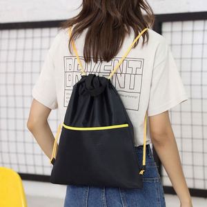 Custom <b>Waterproof</b> Cheap Polyester Tote <b>Drawstring</b> <b>Bag</b> for Outdoor Gym Sports Travel Shopping Nylon String Rucksack - Product Image 2