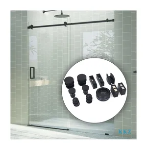 KKZ-Puerta de vidrio corrediza sin marco para cuarto de baño, rodillo de una sola rueda, accesorios colgantes, juego de rieles