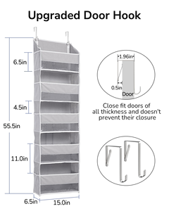 2 in 1 <b>Wall</b> Mount Over Door <b>Hanging</b> Organizer <b>Storage</b> 5-shelf Clothing Tools Bedding Jewelry Eco-friendly Multifunction Fabric - Product Image 2