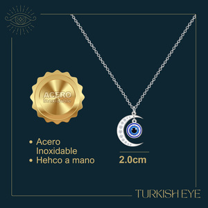 Collana occhio turco in acciaio Color argento con catena a maglie alla moda placcata in oro con zircone di perle diamantate per regalo o festa - Product Image 3