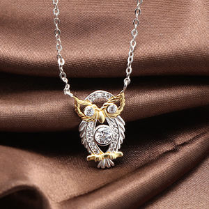 قلادة سلسلة مطلية بالذهب, قلادة سلسلة مطلية بالذهب لطيف اثنين من لهجة مطلي روح البومة قلادة ، 925 الفضة الاسترليني قلادة قلادة شعار مخصص - Product Image 5