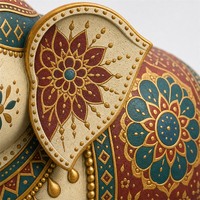 Lampe éléphant peinte sur mesure de grande taille pour Diwali avec un ensemble de trois lampes Diya, service de fabrication OEM pour projet de cadeau de vacances