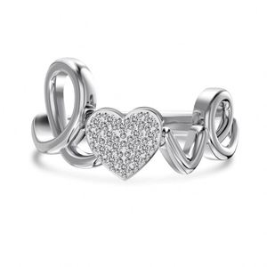 Anillo de Joyería para Mujer Dylam Simplicity, Diseño de Moda, Plata S925 Maciza, Bañado en Rodio, Geométrico, con Letras del Alfabeto, Circonita Cúbica 5A - Product Image 1