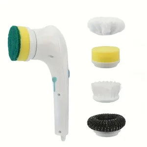 5 In 1portable Handheld Usb Cordless Logo Custom Electric Spin Scrubber Cleaning Brushes For Bathroom Kitchen Sink