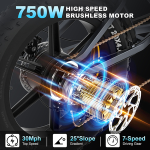 DE Warehouse JANSNO Ebike CE X70G 48V 37Ah 20" Fat Tire Dual <b>Battery</b> Electric Bicycle Electric Hybrid Mountain Dirt E Bikes - Product Image 4