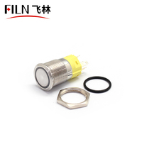 FLIN, 16mm, 19mm, interruptor de botón pulsador de peligro de Metal, verde, impermeable, azul, fuente de luz LED, símbolo eléctrico momentáneo