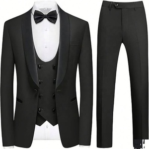 Costume de <span class=keywords><strong>smoking</strong></span> 3 pièces de luxe pour homme, veste à simple boutonnage avec revers châle, coupe ajustée, tissu respirant, grandes tailles pour mariages - Product Image 2