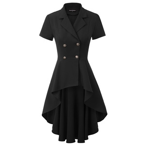 OEM Polyester Double Breasted High-Low Hem Short Sleeve Notch Lapel Victorian <strong>Gothic</strong> Coat <strong>Jacket</strong> Women - Product Image 4