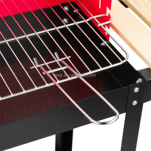 SEJR Chariot <span class=keywords><strong>2</strong></span> roues pour <span class=keywords><strong>barbecue</strong></span> à charbon carré rouge avec étagère en bois - Product Image 6