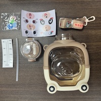 Bouteille d'eau en plastique à double paille pour enfants, grande capacité, motif ours magique, avec couvercle rebondissant, personnalisation rapide, nouveauté
