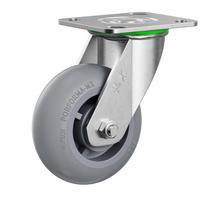 Roue pivotante en TPR, capacité de charge de 250 kg, robuste, avec frein, roulements étanches sans entretien, pour chariot, chariot à main, chariot à roulettes