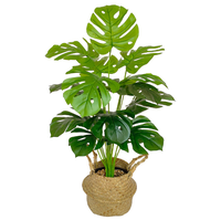 Décoration de haute qualité touche réelle 18 feuilles plante d'arbre bonsaï vert artificielle plante de palmier en pot artificielle