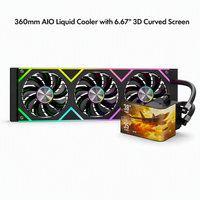 Refroidisseur d'eau ARGB pour CPU, refroidisseur d'eau LCD 360 AIO, refroidisseur de processeur avec écran, écran incurvé 3D de 6,67 pouces, design magnétique