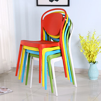 Chaise en plastique au design coloré Noir Jaune Vert Bleu Blanc Chaise en plastique Conception ergonomique Chaise de salon