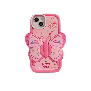 Hot Selling beliebte Silikon Telefon Fall Schmetterling Bienen ständer Halter Design Telefon Abdeckung Schutz