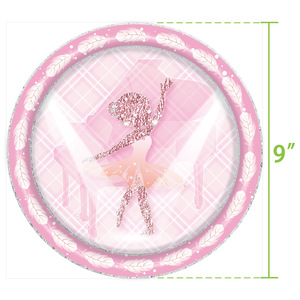 Ensemble de vaisselle jetable pour fête d'anniversaire de fille DAMAI, décoration rose sur le thème du ballet, ensemble d'assiettes en papier - Product Image 4