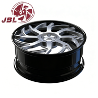 Nouvelles jantes en alliage d'aluminium forgé deux pièces de 18 à 26 pouces, argent/noir, à rayons ondulés, rivetées, à large bord, 5x114.3 25mm pour Crown VIP Stance