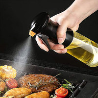 Bouteille pulvérisateur cylindrique en verre et PP 200 ml pour huile d'olive, cuisson, barbecue, salade et pâtisserie