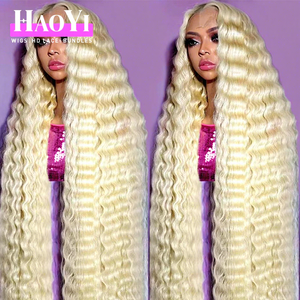 <span class=keywords><strong>Parrucca</strong></span> in <span class=keywords><strong>Capelli</strong></span> Umani Vergini Brasiliani 40 Pollici, Onda Profonda 613, Frontale HD 13x6 Senza Colla, Colore Biondo, per Donne - Product Image 1