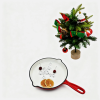 Poêle à frire en fonte émaillée 16/21 CM Poêle à poignée unique Couleur personnalisée disponible Tous les ustensiles de cuisine durables compatibles avec les poêles