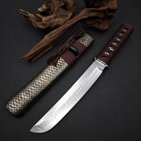 Couteau à lame fixe en acier de Damas, couteau de survie en plein air, couteau de camping, couteau de chasse EDC