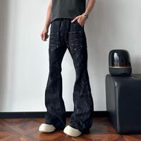 Jeans décontractés pour hommes, style streetwear personnalisé, effet vintage délavé, en denim respirant