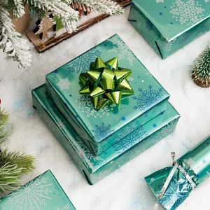 MAYPLUSS Christmas Wrapping Paper Roll 17 Inch X 33 Feet Blue Snowflake Foil Anti Curl Gift <b>Wrap</b> Holiday Pattern - Product Image 4
