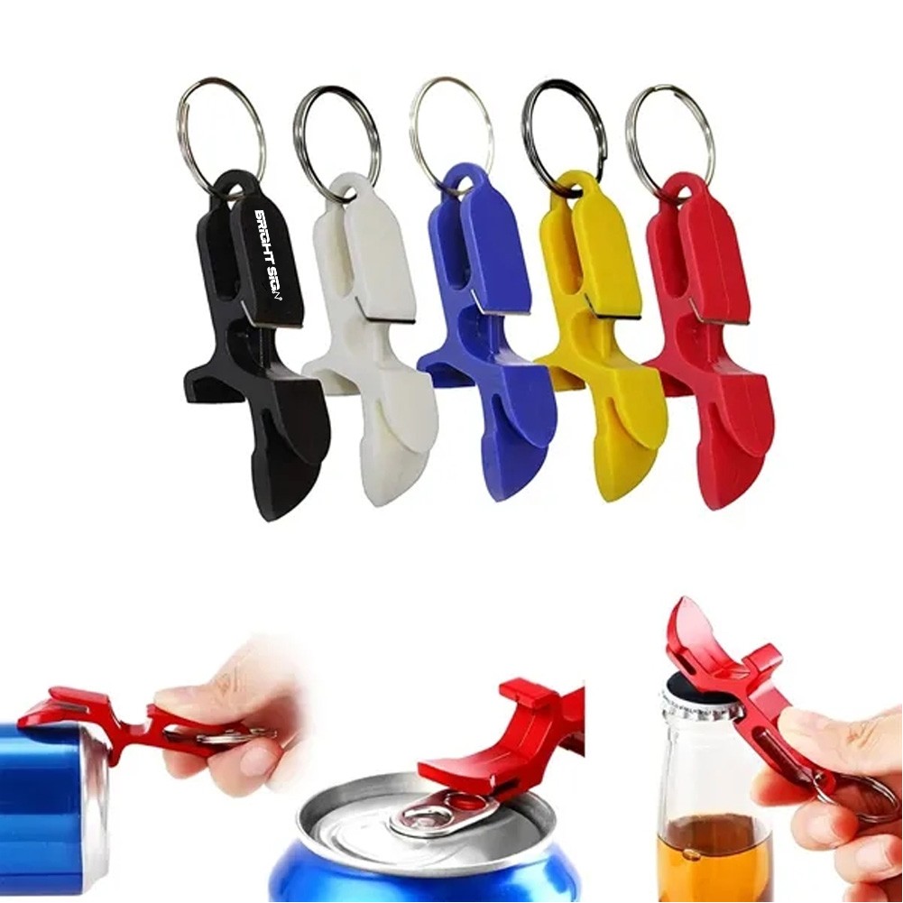 Portable 4 In 1 Bottle Opener Chain Keyring Keychain Metal Beer Bar Top L5y2 - Foto 3