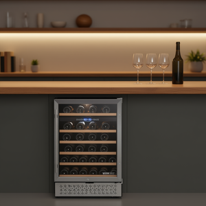 Réfrigérateur à vin Vevor à double zone, 46 bouteilles, compresseur intégré, porte vitrée et contrôle de température - Product Image 2