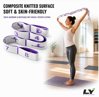 Yoga-Widerstandsband mit Mehrfachschlaufen und 12-stufiger Anpassung, Elastischer Dehnungsriemen für Pilates, Flexibilität, Mobilität und Heimtraining