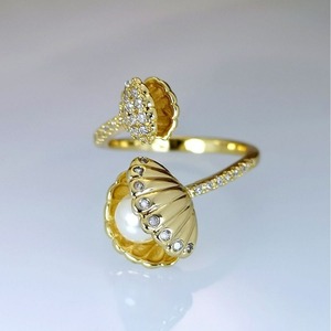 Anello Aperto Regolabile con Design a Conchiglia e Dettaglio Stile Perla, Accessori di Moda per Donne - Product Image 6