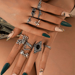 [Gorgeousxx] Anillo Retro Antiguo de Plata con <span class=keywords><strong>Ojo</strong></span> de Hóno y Cruz de Flores <span class=keywords><strong>para</strong></span> Mujer, Conjunto de Anillos, Joyería - Product Image 4