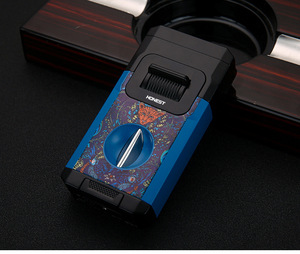 Encendedor de Cigarros de Llama Azul Doble Recta Resistente al Viento con Cortador, Antorcha de Butano Recargable para Hombres, Regalo de Alta Gama, Venta al por Mayor a Granel - Product Image 6