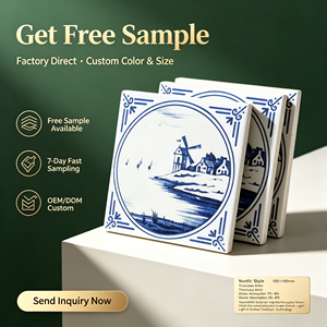 Carrelage Bleu Delft Bateau à Voile 100x100mm Brillant Sérigraphié à la Main Céramique Carreaux d'Intérieur Modernes Accents Style Néerlandais Résistant à la Chaleur - Product Image 3