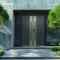 Porte d'entrée avant moderne antivol en acier Cadre étanche à la poussière Porte de sécurité extérieure résidentielle Villa Appartement Hôpital