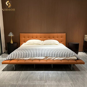 意大利设计织物皮革床架卧室柔软特大号床 - Product Image 2