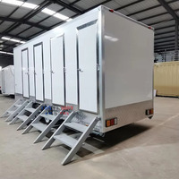 Mobile 4 Stands En Plein Air De Luxe Portable Salles De Bains Remorque Prix Usine Toilettes Remorque Camping Caravane Toilette Fabricants