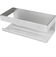 Étagère de douche adhésive Lerju moderne en acier inoxydable, écologique, à un seul niveau, murale pour salle de bain, sans perçage requis
