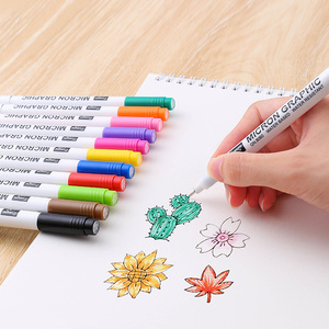 ปากกาไมครอนกันน้ำ 12 สี หัวเปลี่ยนได้ ปากกาเขียนเส้นเล็ก สีสันสดใส สำหรับวาดภาพการ์ตูน - Product Image 3
