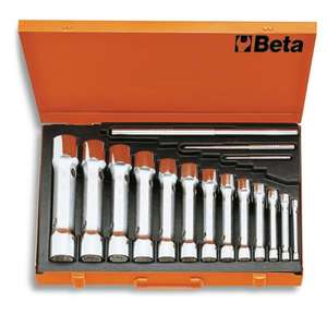 BETA - 009300098 Jeu de 13 clés à douille tubulaires bi-hexagonales lourdes à double extrémité dans un étui-EAN 8014230036793 WRENCHES - Product Image 1