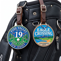 Étiquettes de sac de golf Feng Shui en métal antique, personnalisées avec logo en alliage de zinc 3D en relief, haute qualité, faible MOQ, vente en gros